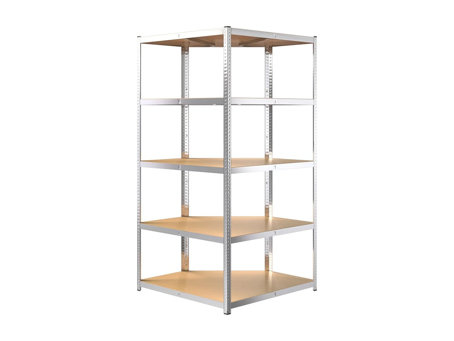 étagère d'angle 5 niveaux Argenté Acier et bois d'ingénierie
