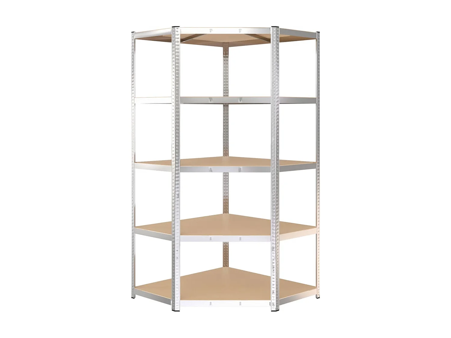 étagère d'angle 5 niveaux Argenté Acier et bois d'ingénierie