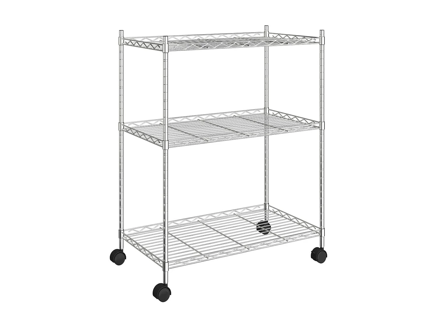 étagère de rangement 3 niveaux et roues 60x35x81cm chrome 150kg