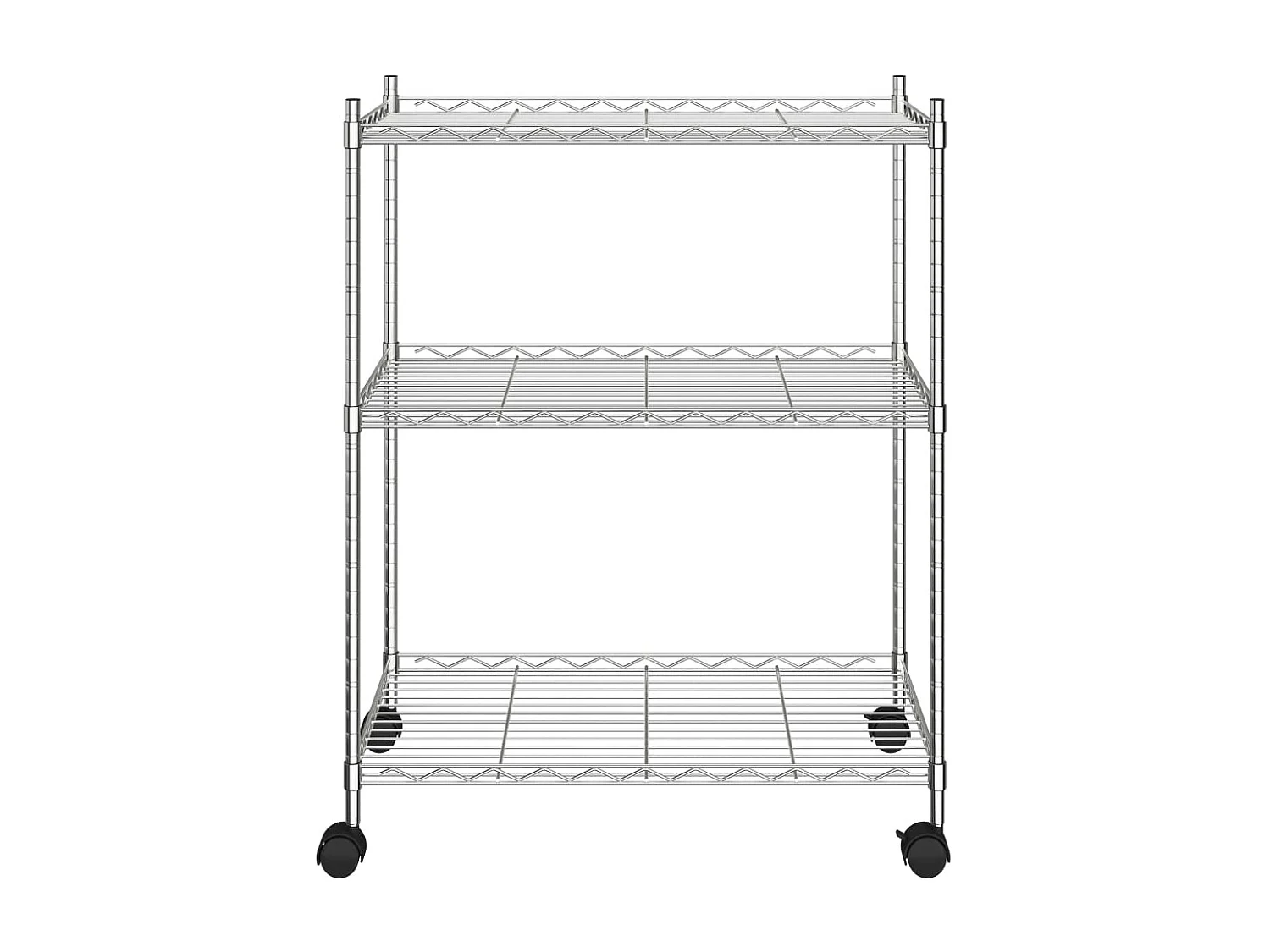étagère de rangement 3 niveaux et roues 60x35x81cm chrome 150kg