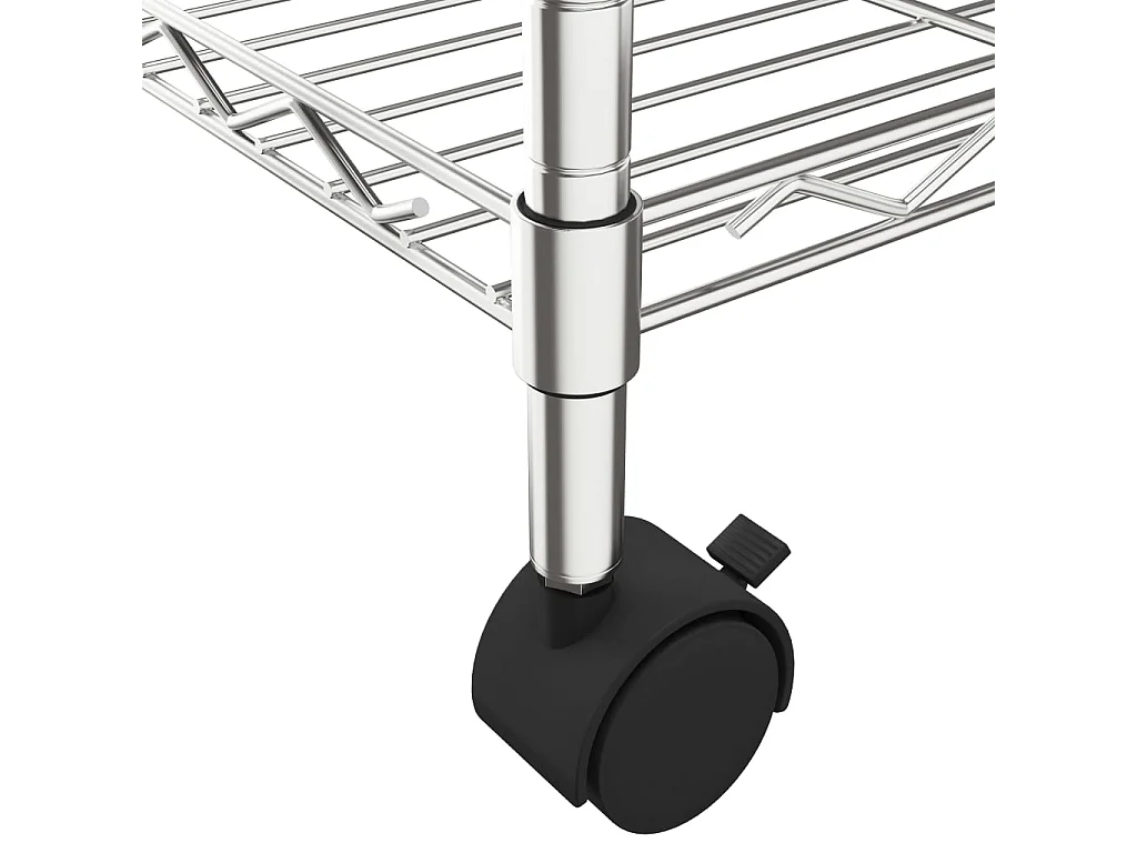 étagère de rangement 3 niveaux et roues 60x35x81cm chrome 150kg