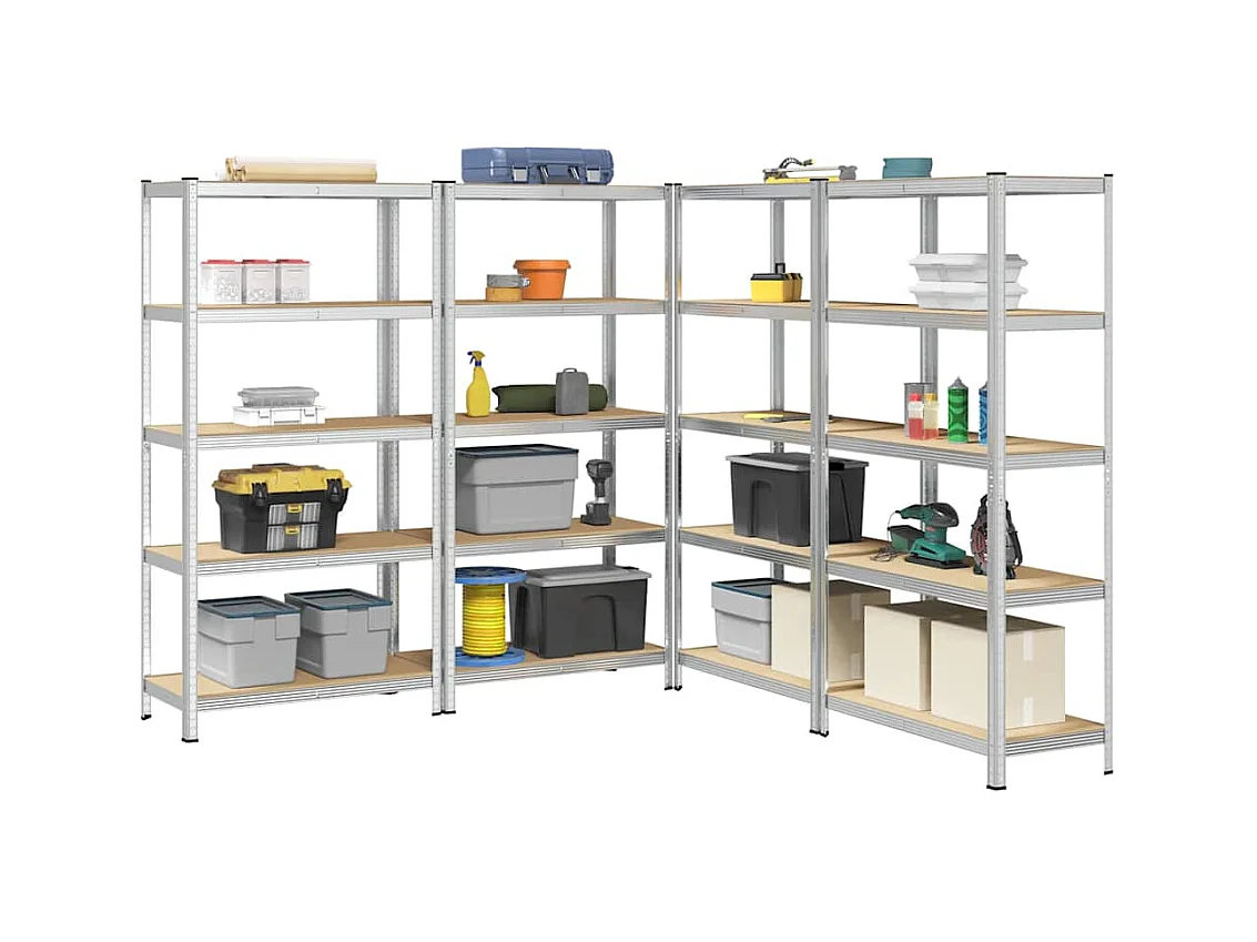 étagères de rangement à 5 niveaux 4 pcs acier bois d'ingénierie