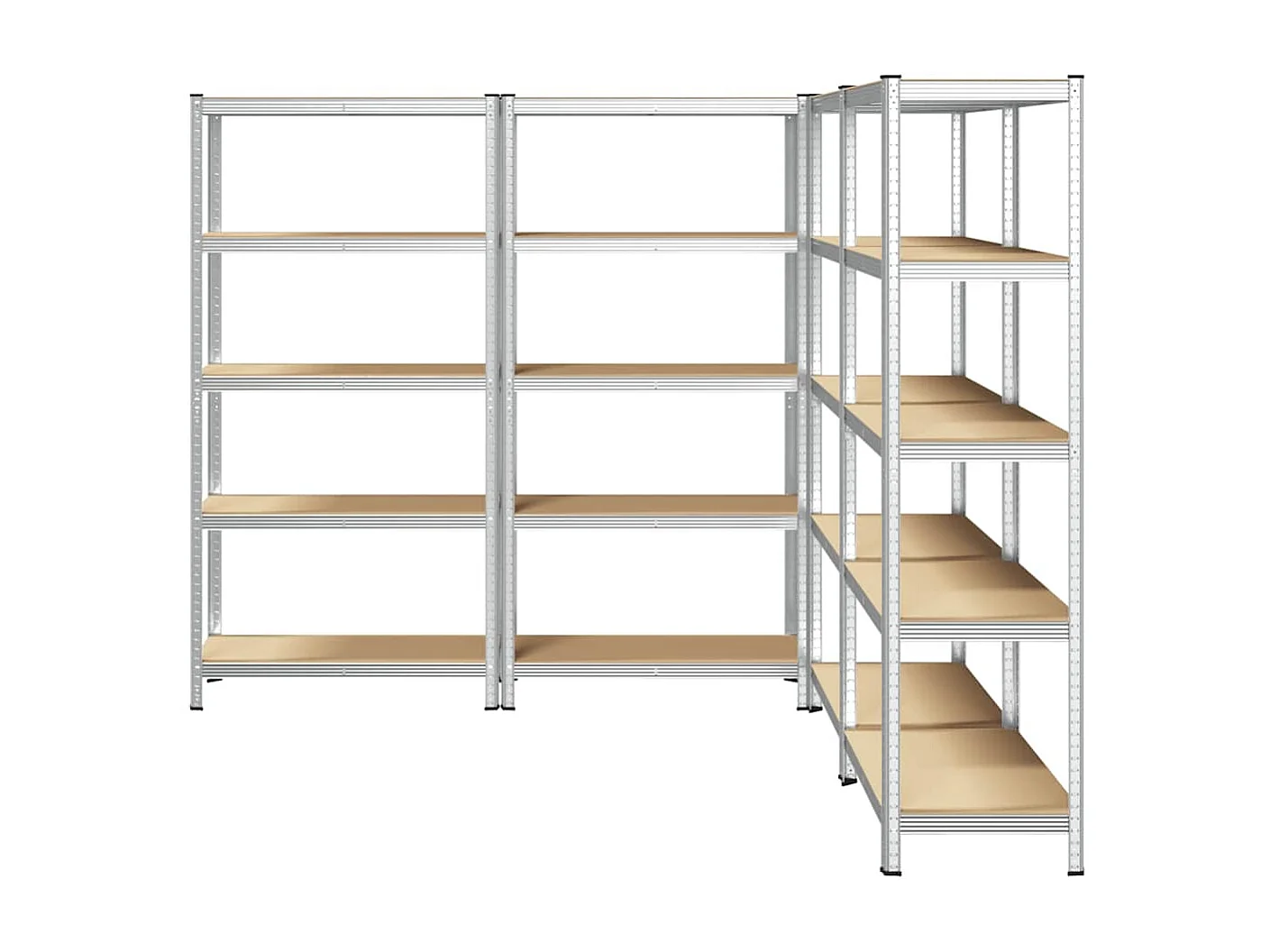 5-stöckige Lagerregale, 4-tlg., Stahl, Holzwerkstoff