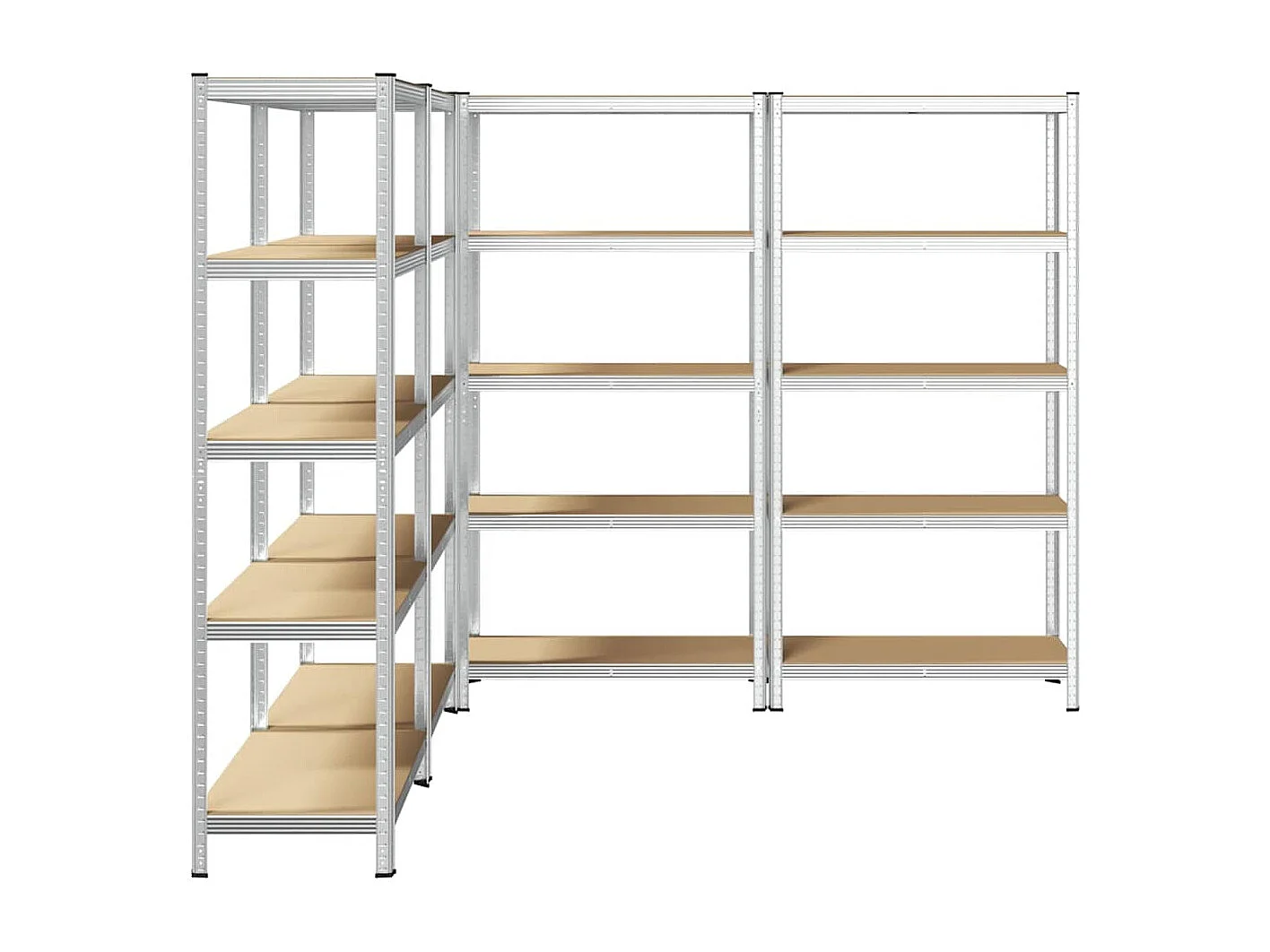 5-stöckige Lagerregale, 4-tlg., Stahl, Holzwerkstoff