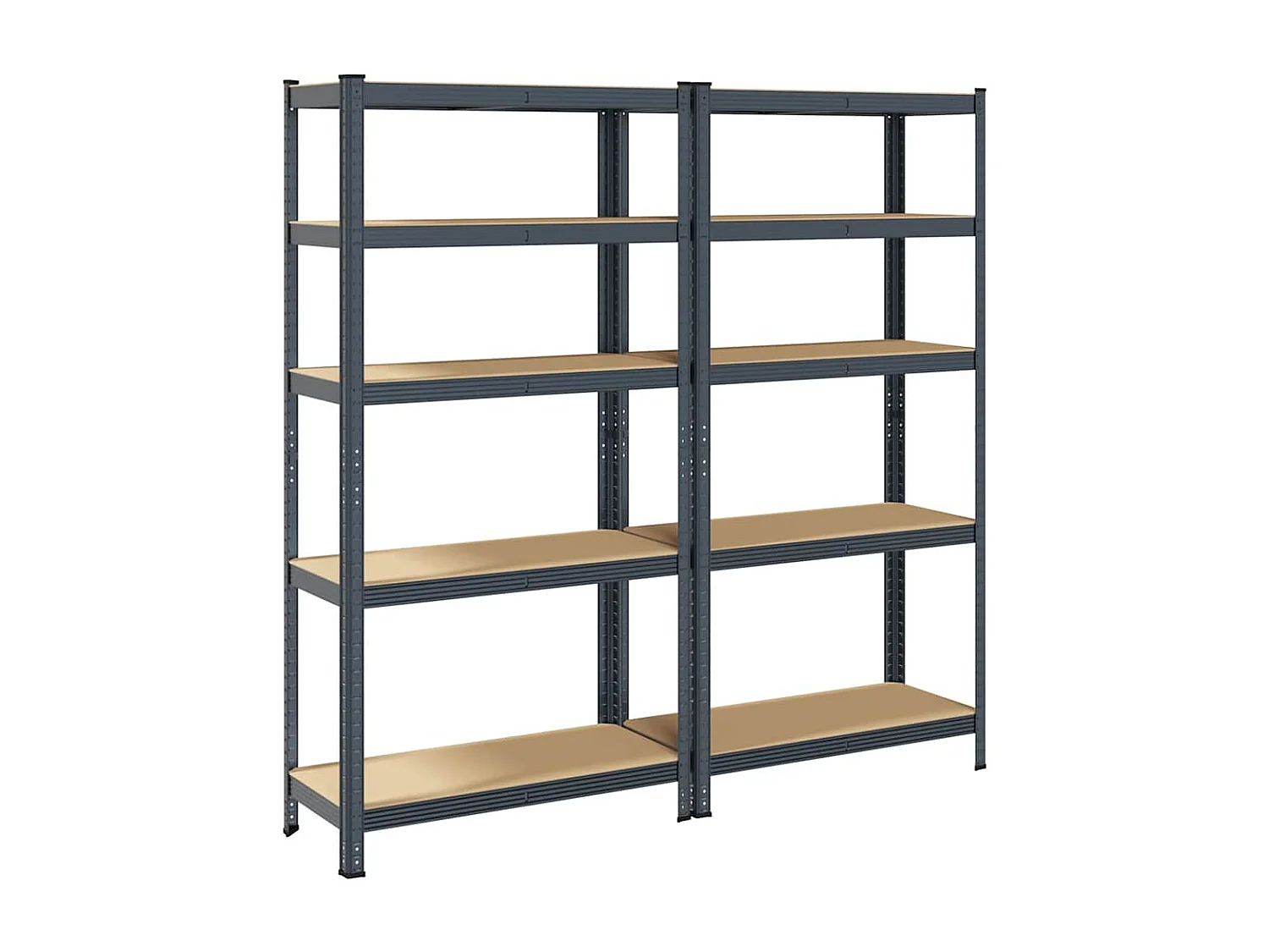 Scaffali portaoggetti a 5 ripiani 2 pezzi in acciaio antracite e legno