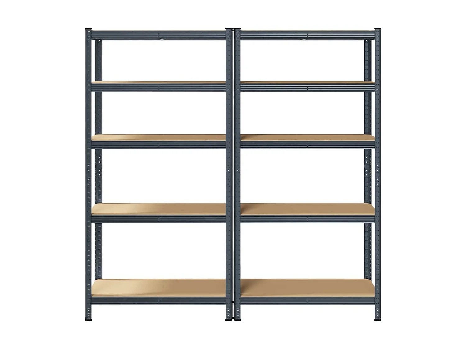 Scaffali portaoggetti a 5 ripiani 2 pezzi in acciaio antracite e legno