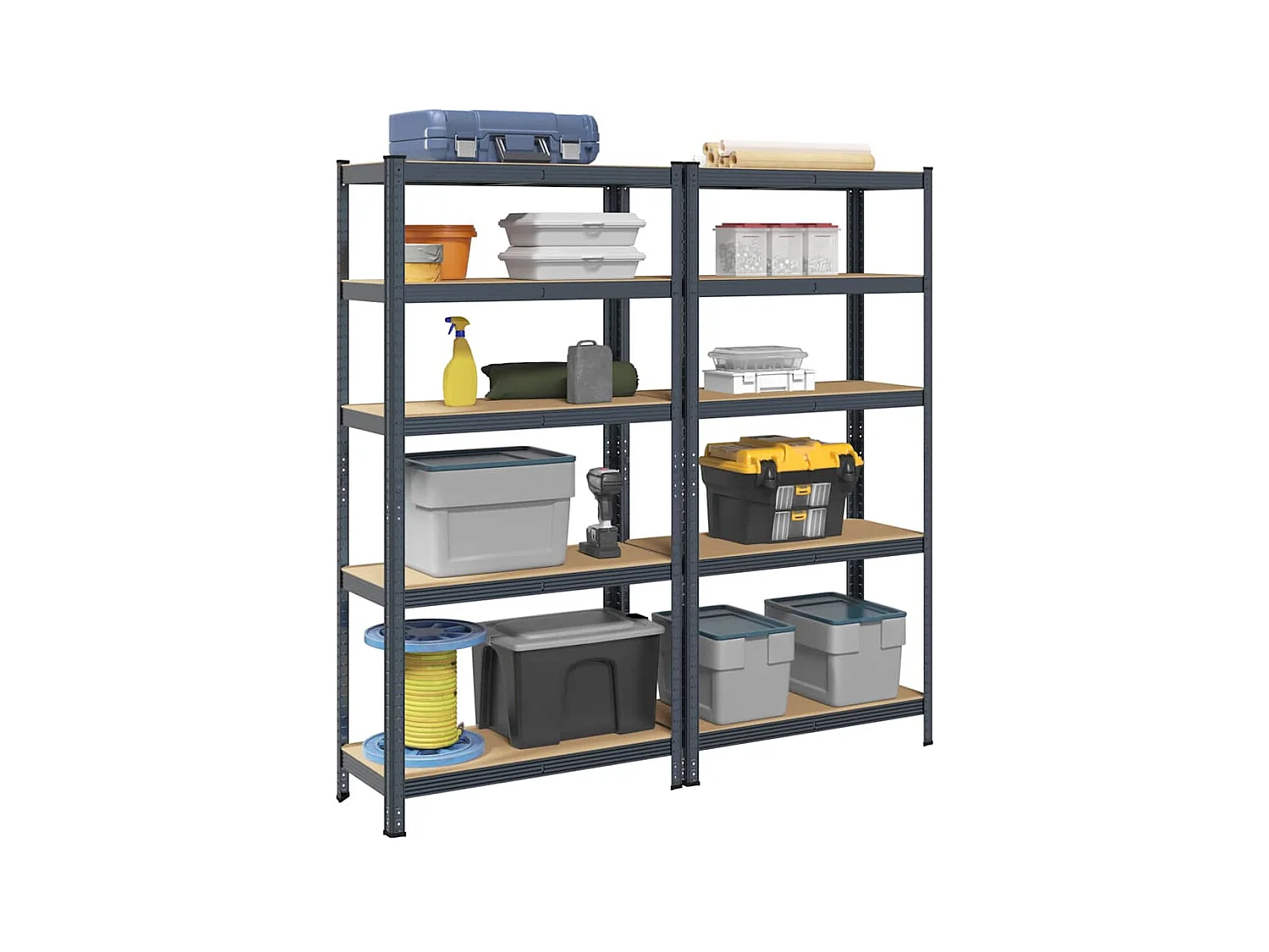 étagères de rangement 5 niveaux 2 pcs Anthracite Acier et bois