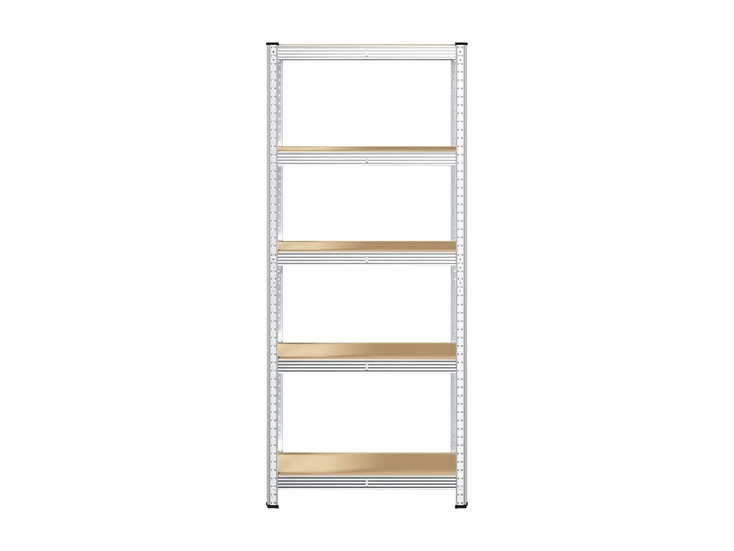 Scaffale portaoggetti a 5 ripiani in acciaio argentato e legno ingegnerizzato