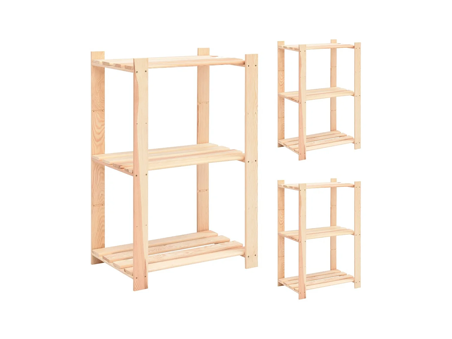 étagères de rangement à 3 niveaux 3 pcs 60x38x90 cm Pin 150 kg