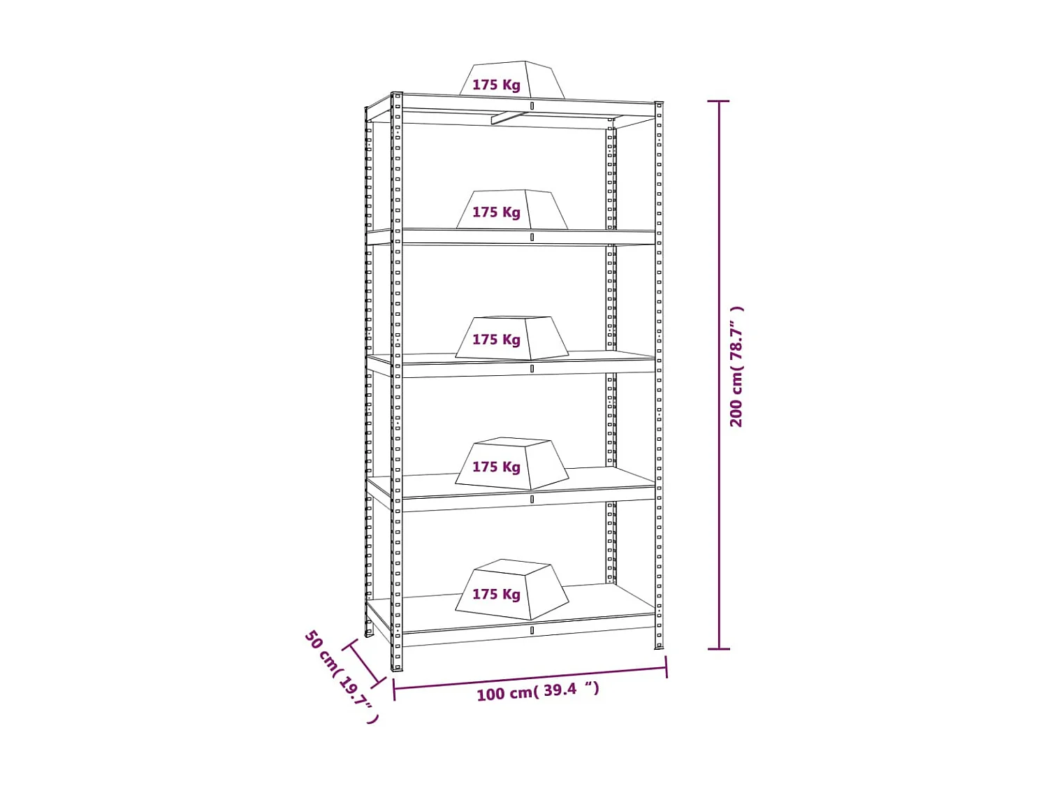 Prateleiras de 5 níveis 3 peças de aço antracite e madeira projetada