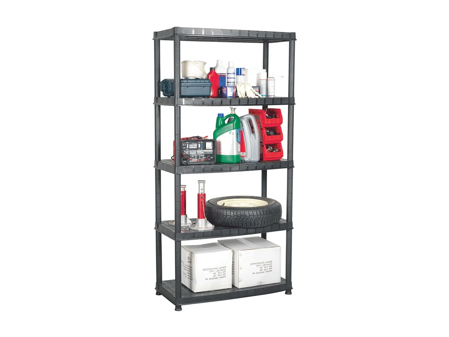 étagère de rangement à 5 niveaux Noir 85x40x185 cm Plastique