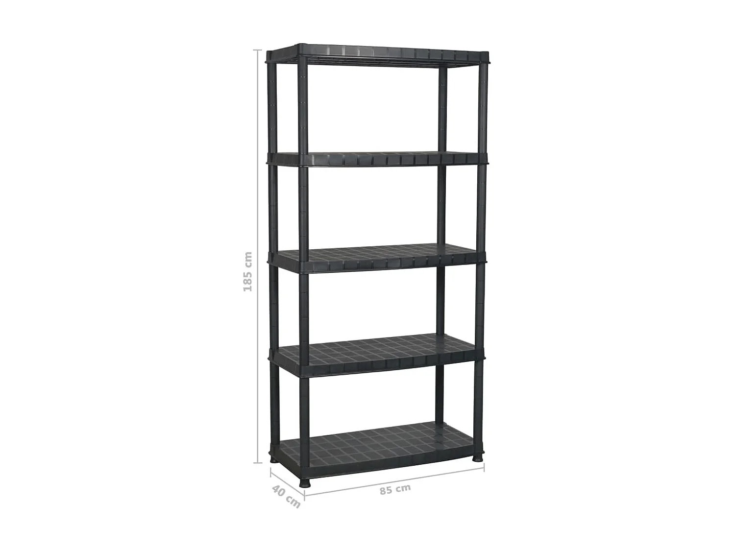étagère de rangement à 5 niveaux Noir 85x40x185 cm Plastique