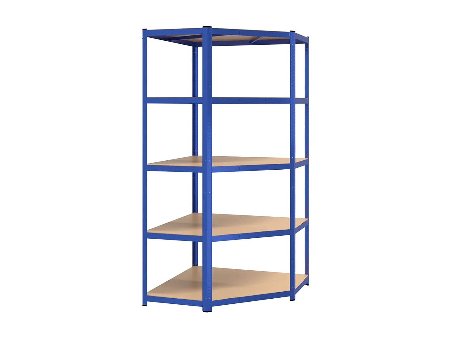 étagères à 5 niveaux 4pcs Bleu Acier et bois d'ingénierie