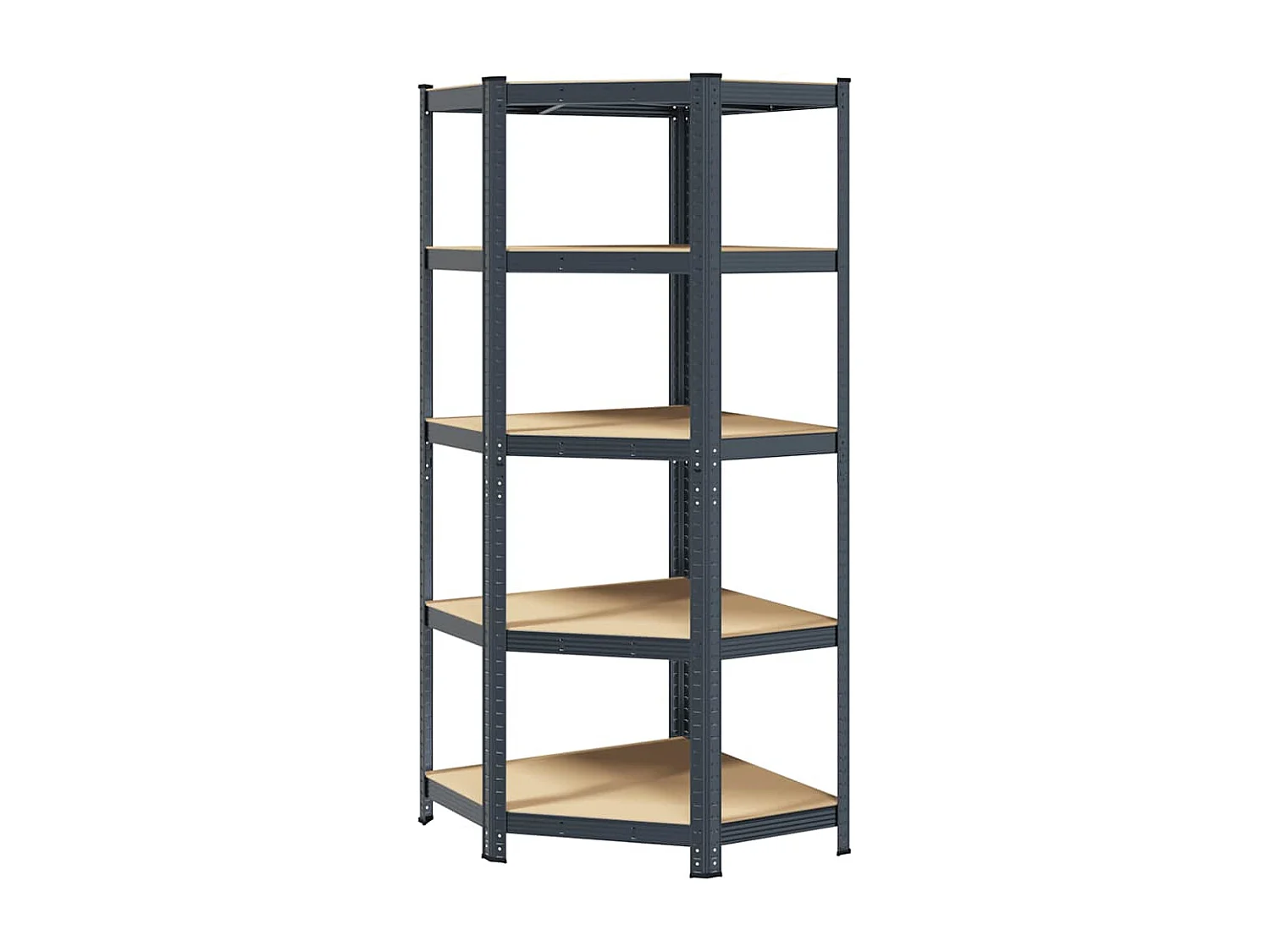 Eckregal 5-stöckig Anthrazit Stahl Holzwerkstoff