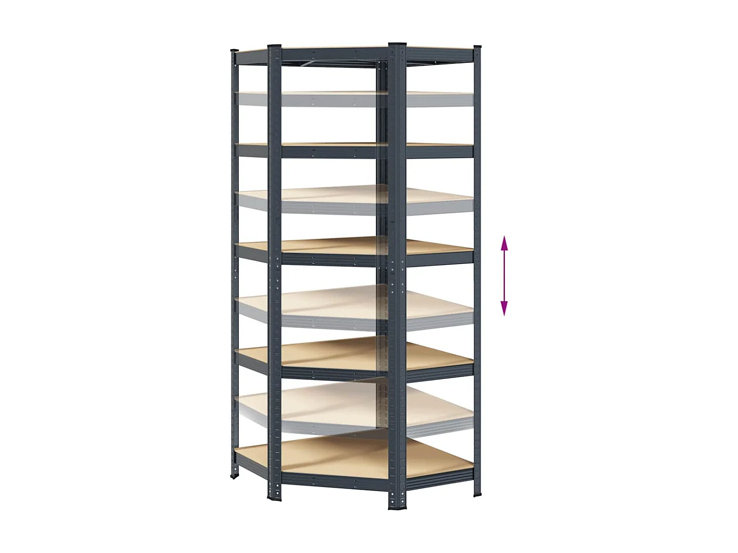 Eckregal 5-stöckig Anthrazit Stahl Holzwerkstoff