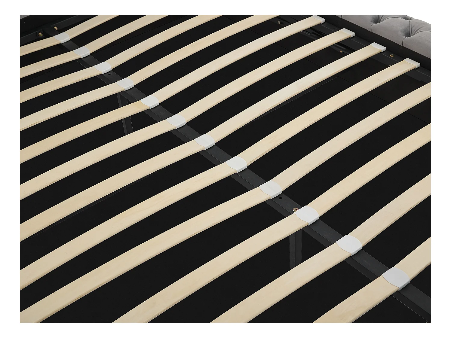 Bed met opbergruimte Chesterfield 180 x 200 cm - Velours - Grijs + matras - DULENI