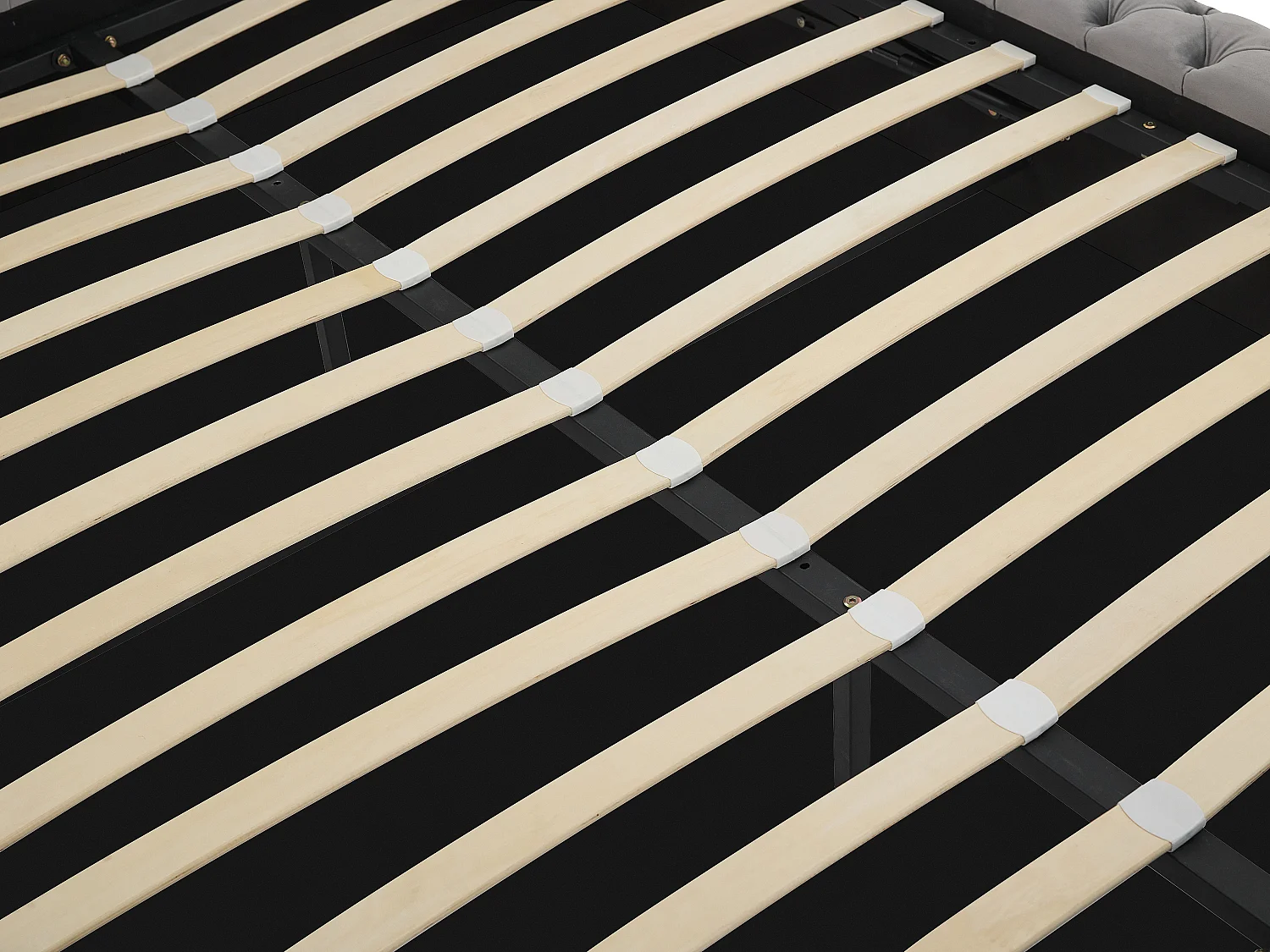 Lit coffre chesterfield 180 x 200 cm - Velours - Gris + Matelas - DULENI