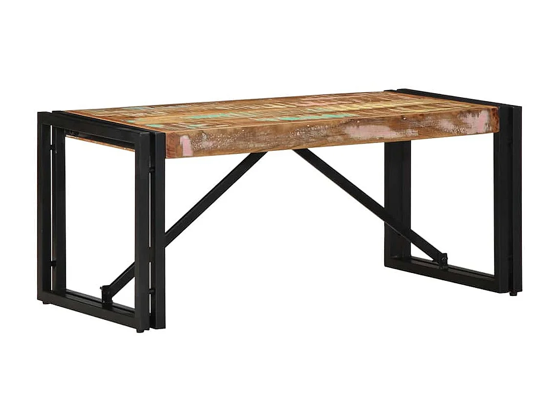 Table basse multicolore 80x40x35 cm bois de récupération massif