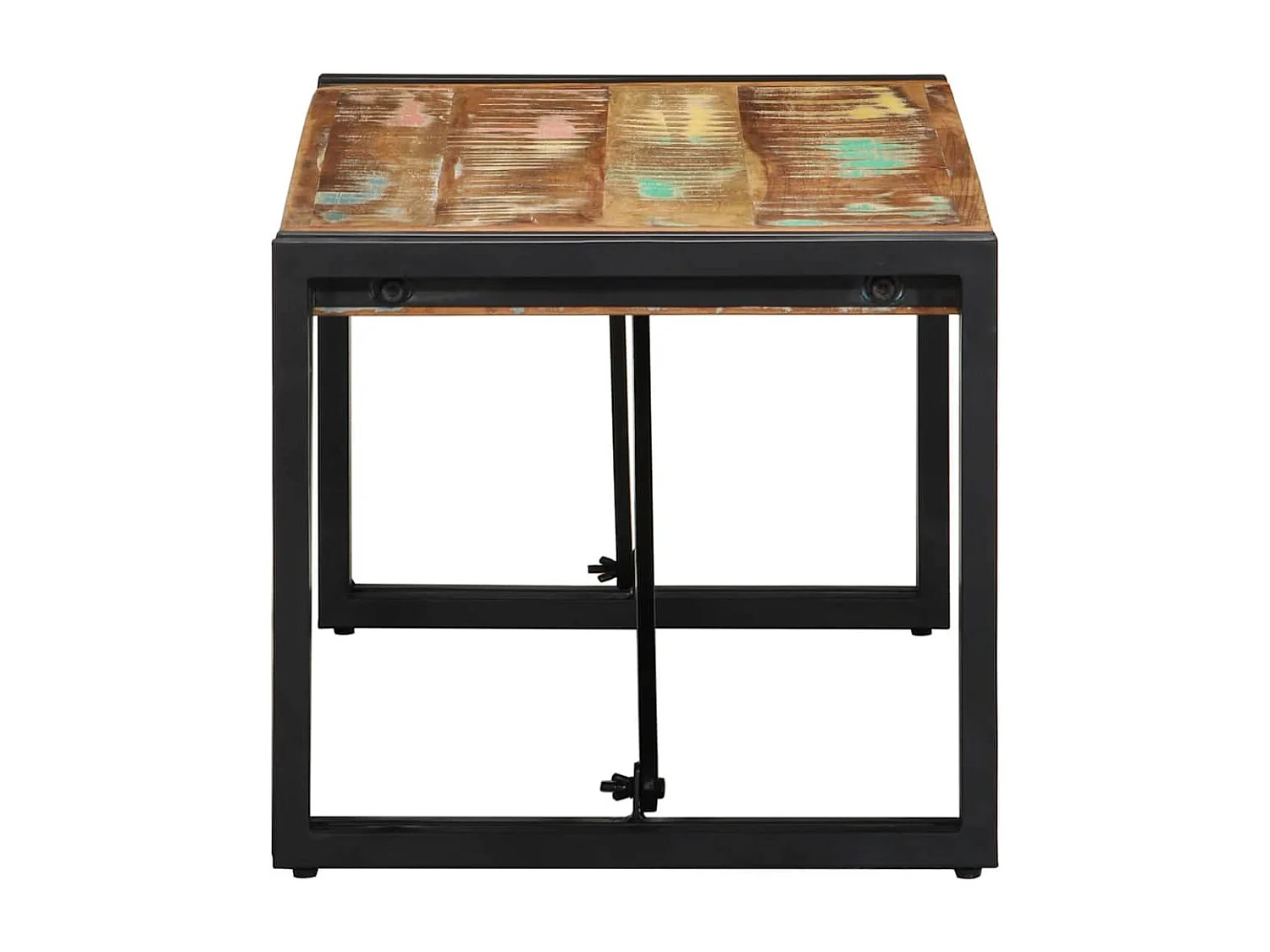 Tavolino multicolore 80x40x35 cm in legno massello di recupero