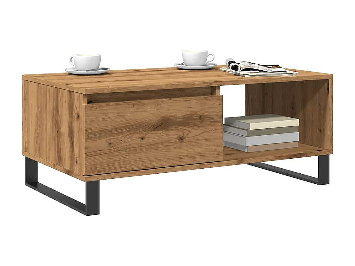 Mesa de centro feita à mão em carvalho 90x50x36,5 cm madeira de engenharia