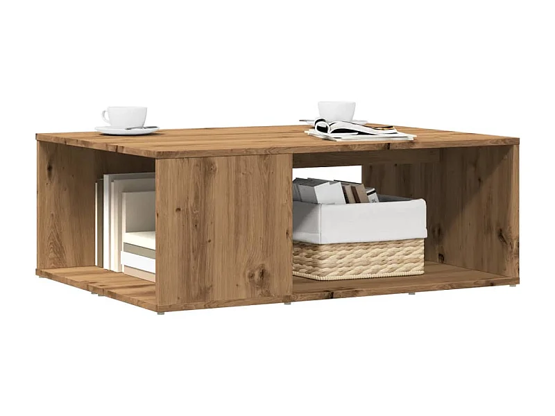 Salontafel handgemaakt eiken 90x67x33 cm bewerkt hout