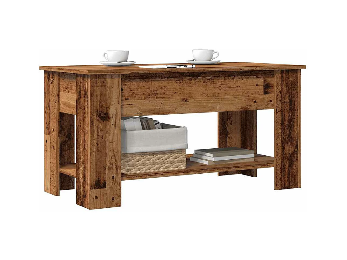 Table basse vieux bois 101x49x52 cm bois d'ingénierie