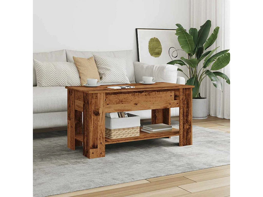 Table basse vieux bois 101x49x52 cm bois d'ingénierie