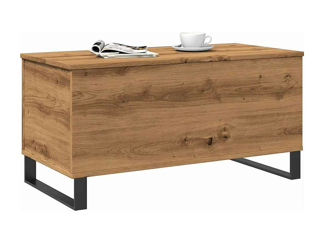 Table basse chêne artisanal 90x44,5x45 cm bois d'ingénierie