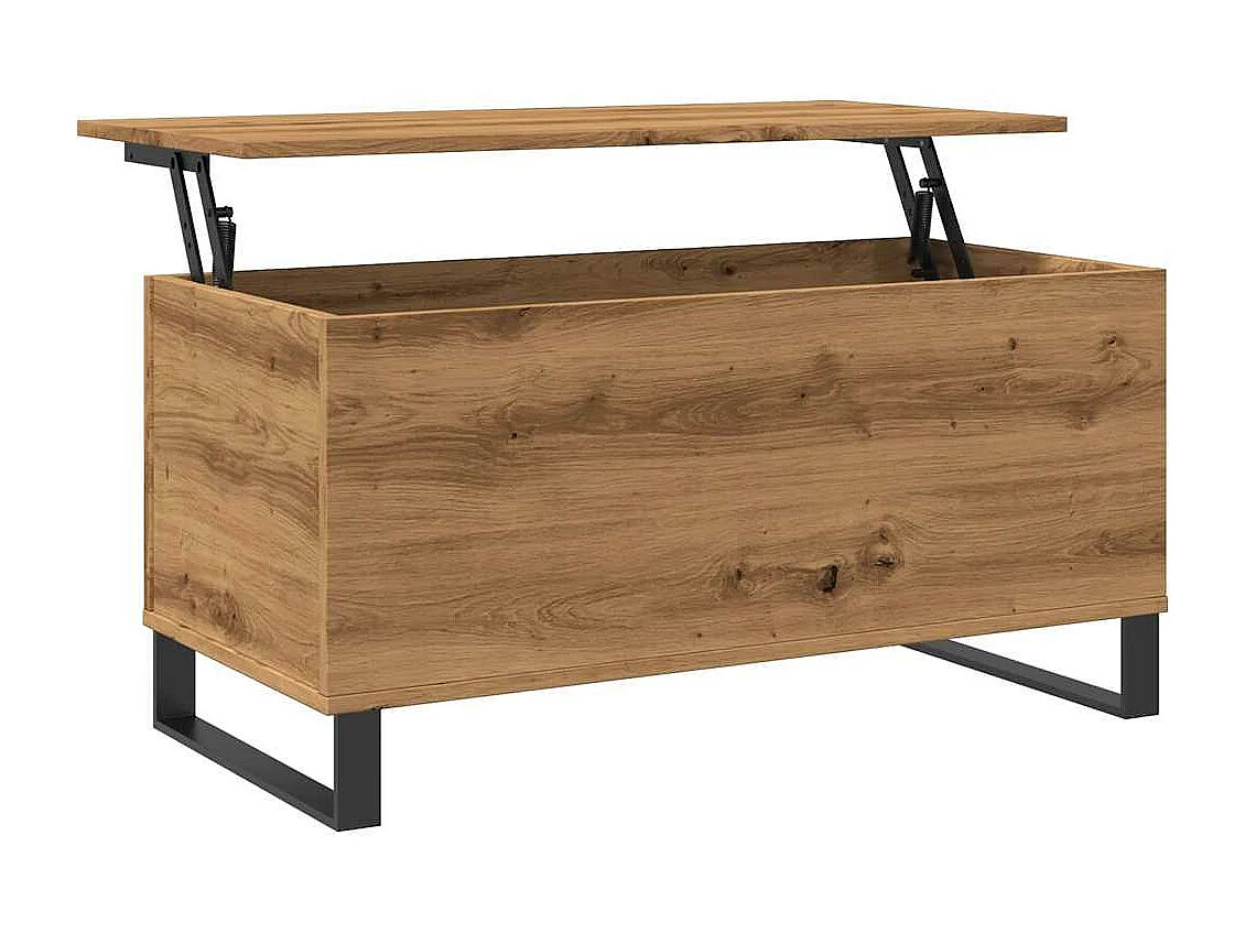 Table basse chêne artisanal 90x44,5x45 cm bois d'ingénierie
