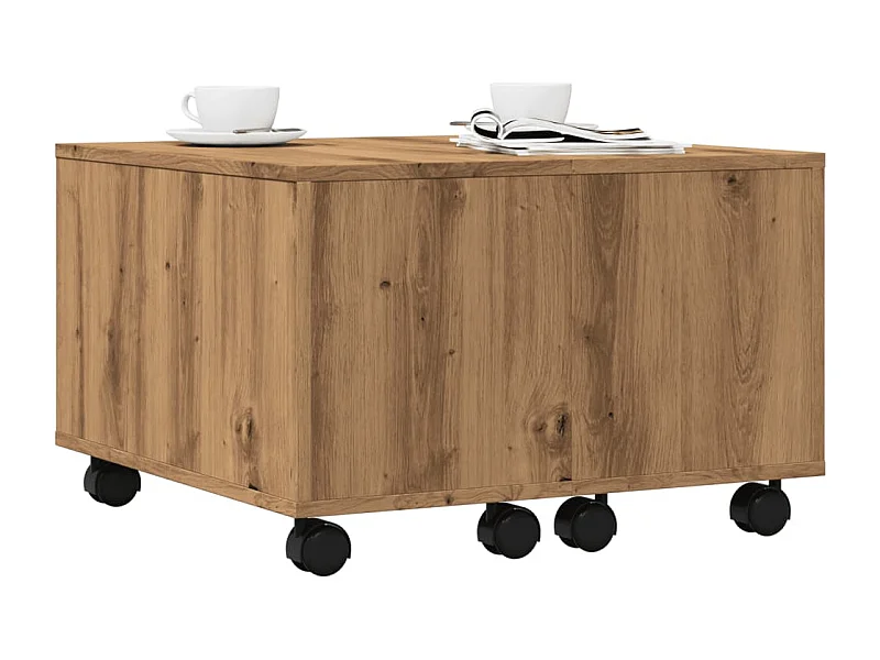 Salontafel handgemaakt eiken 60x60x38 cm bewerkt hout