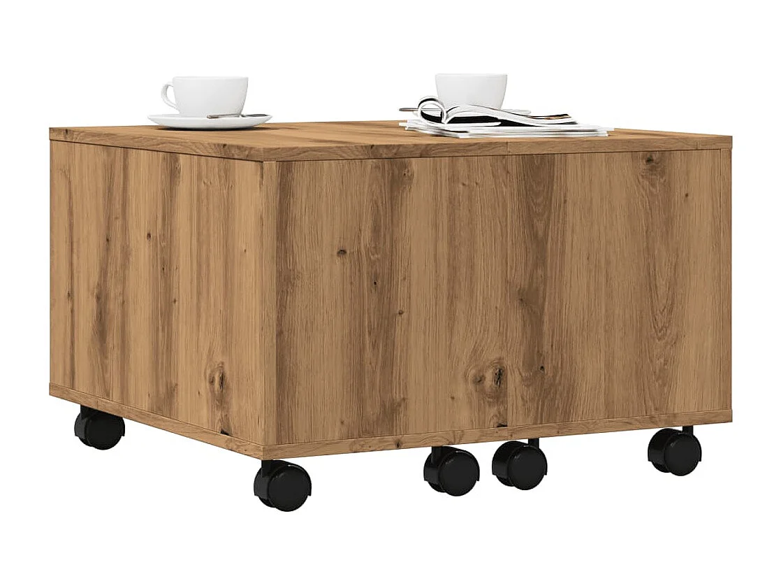 Table basse chêne artisanal 60x60x38 cm bois d'ingénierie