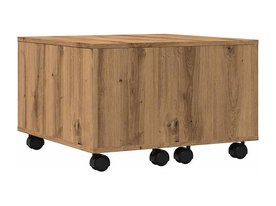 Table basse chêne artisanal 60x60x38 cm bois d'ingénierie