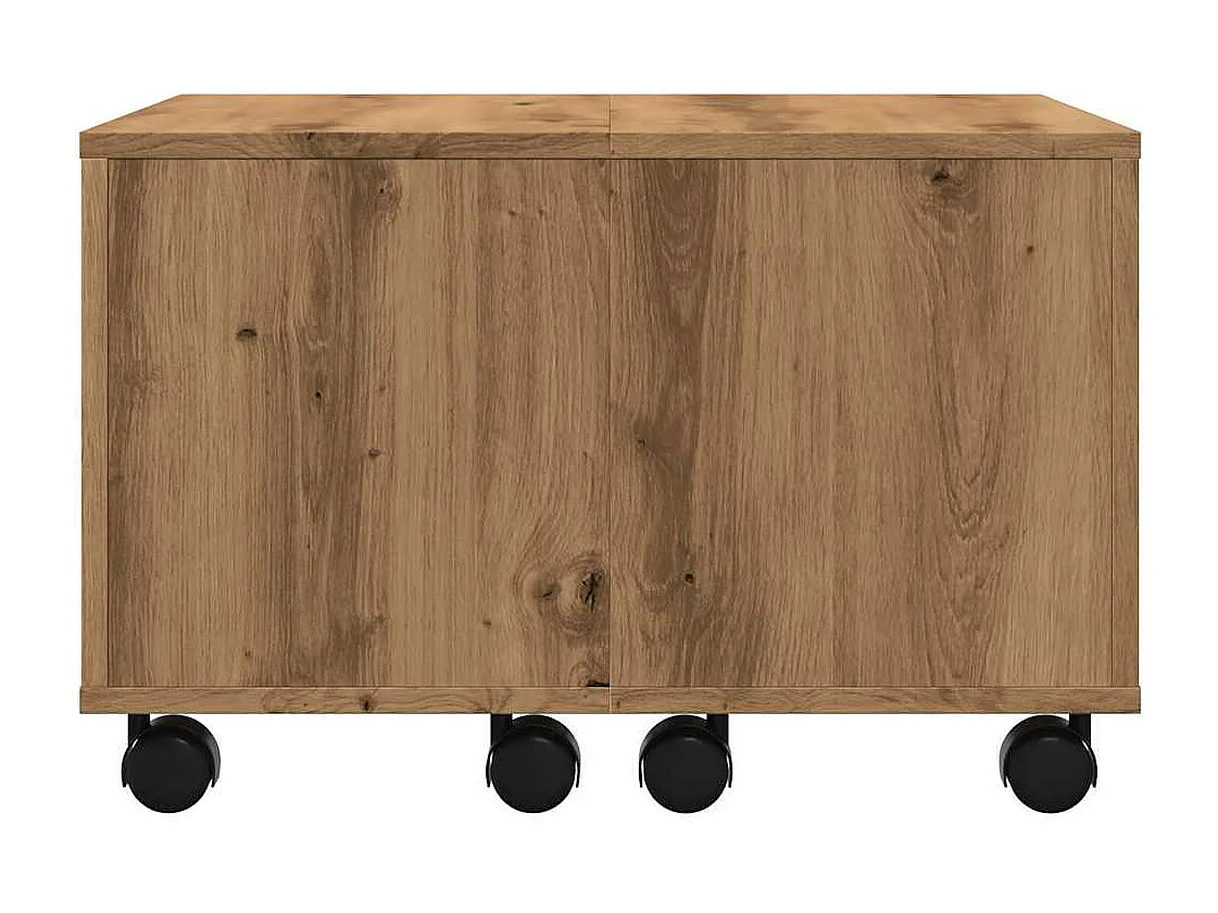 Table basse chêne artisanal 60x60x38 cm bois d'ingénierie