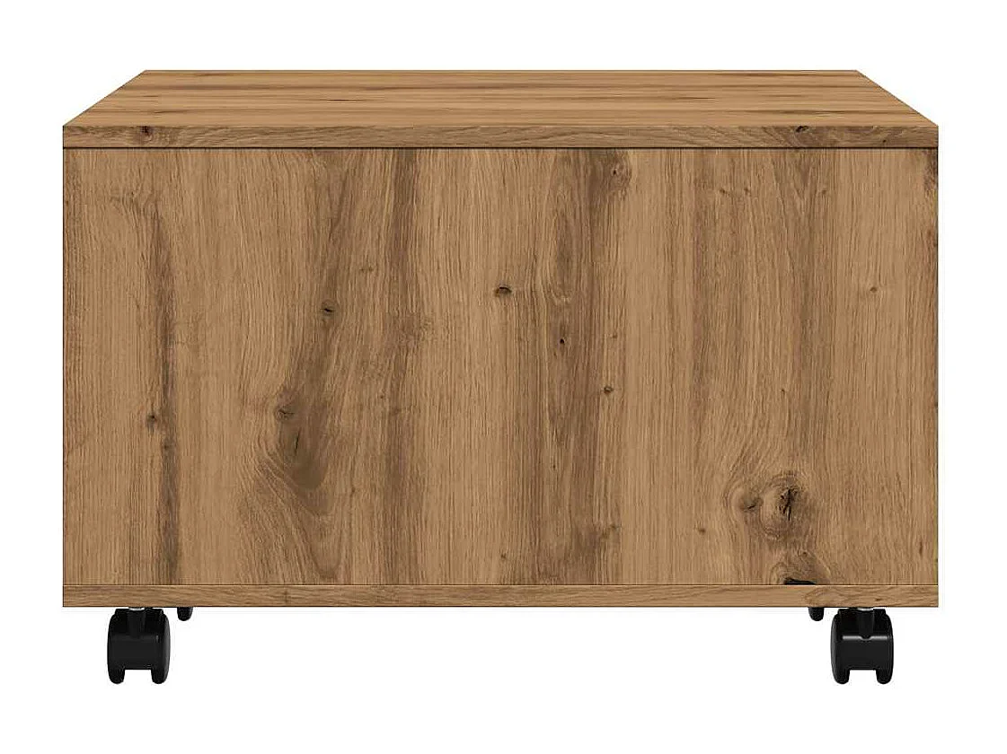 Table basse chêne artisanal 60x60x38 cm bois d'ingénierie