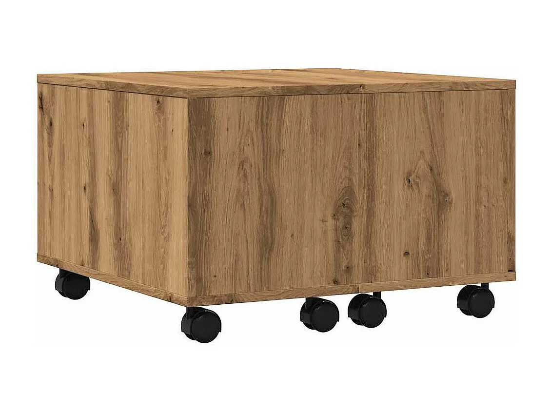 Table basse chêne artisanal 60x60x38 cm bois d'ingénierie