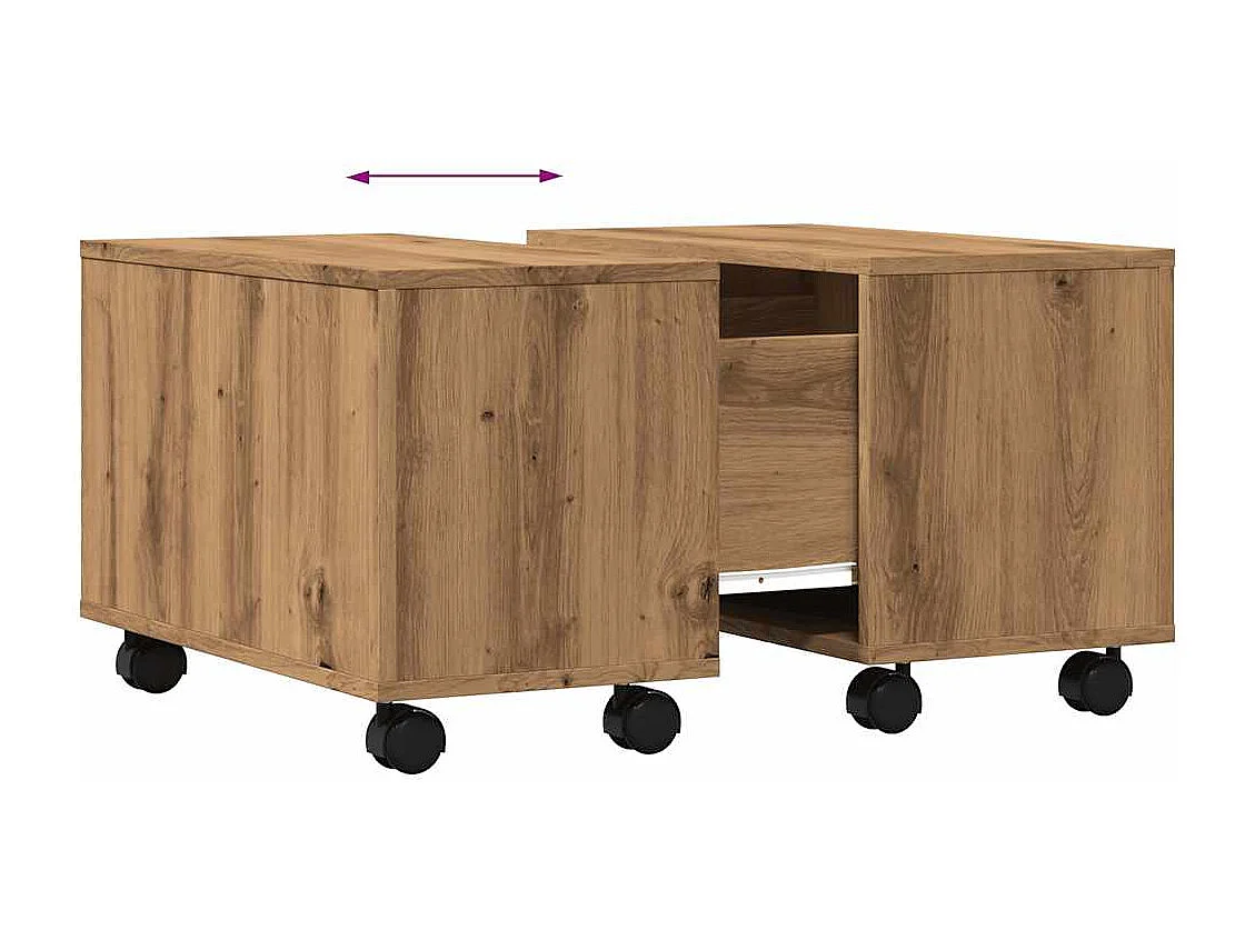 Table basse chêne artisanal 60x60x38 cm bois d'ingénierie