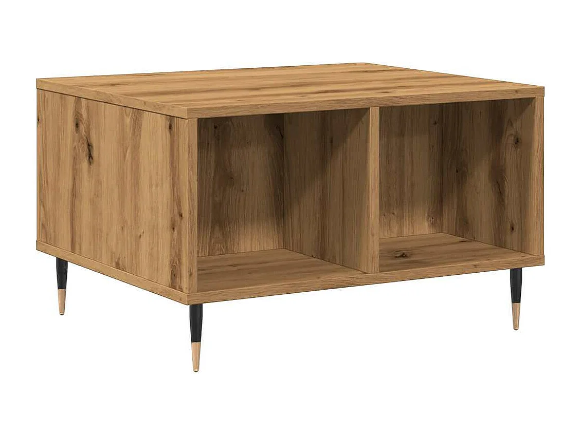 Table basse chêne artisanal 60x50x36,5 cm bois d'ingénierie