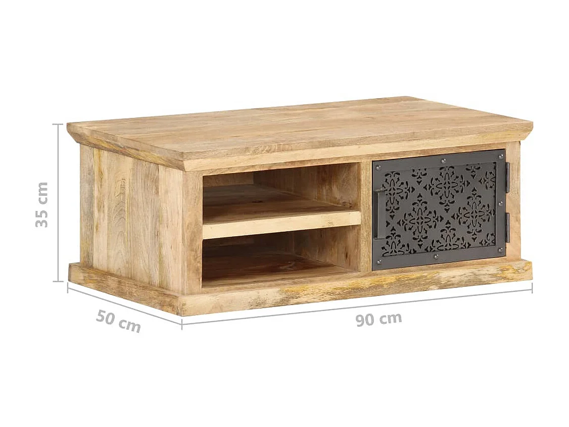 Tavolino con anta 90x50x35 cm Legno massello di mango