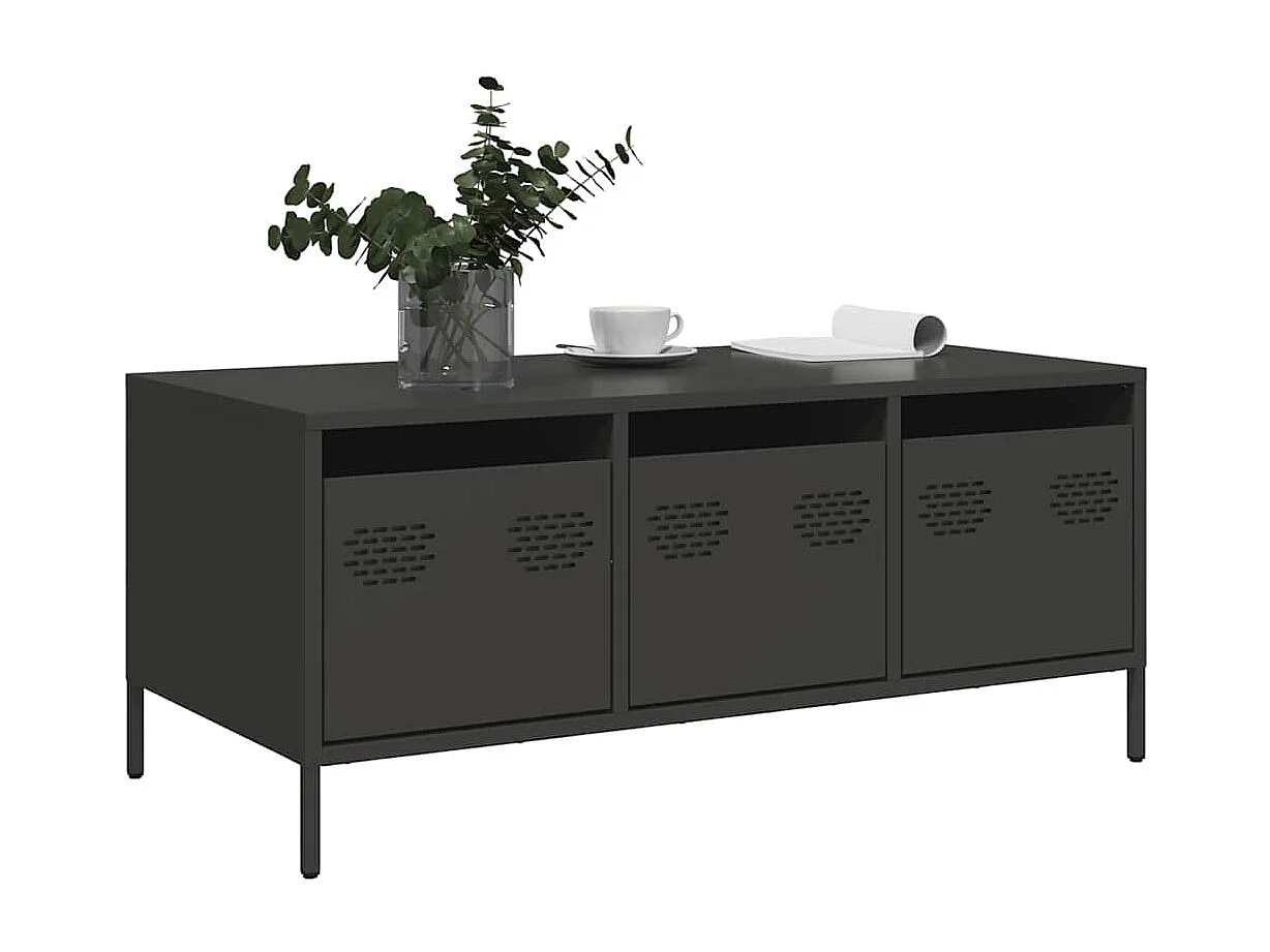 Schwarzer Couchtisch 101,5x50x43,5 cm aus kaltgewalztem Stahl
