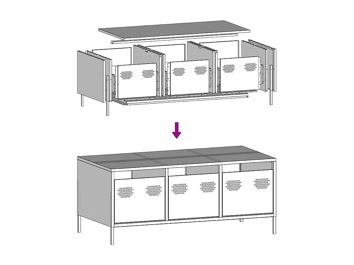Schwarzer Couchtisch 101,5x50x43,5 cm aus kaltgewalztem Stahl
