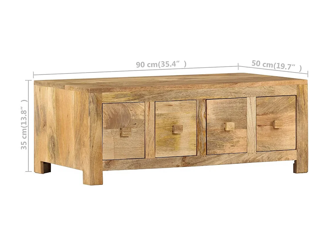 Table basse avec 4 tiroirs 90x50x35 cm Bois solide de manguier