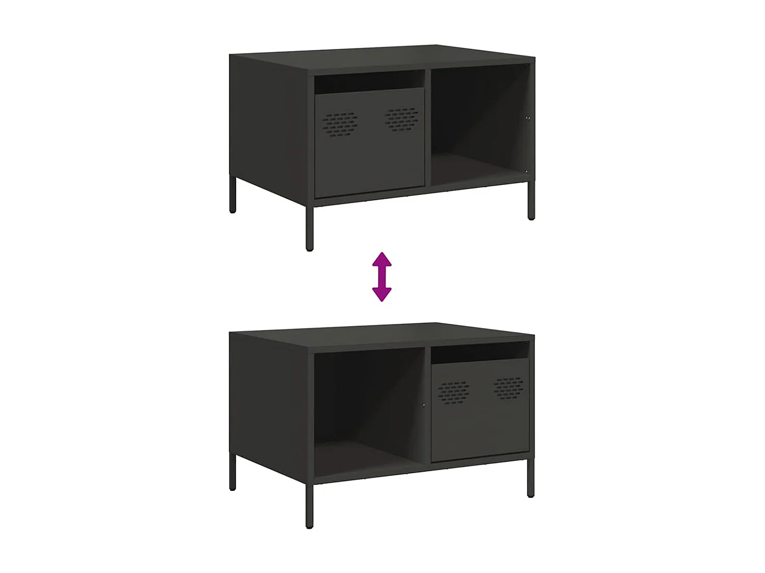 Table basse noir 68,5x50x43,5 cm acier laminé à froid