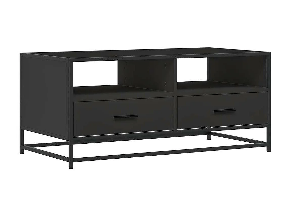 Table basse noir 100x50x45 cm bois d'ingénierie et métal