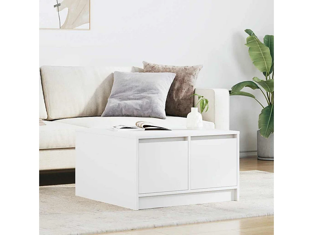 Tavolino con cassetti bianco 70,5x70x40 cm