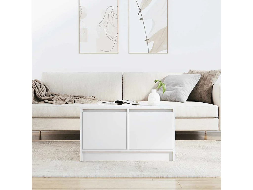 Tavolino con cassetti bianco 70,5x70x40 cm