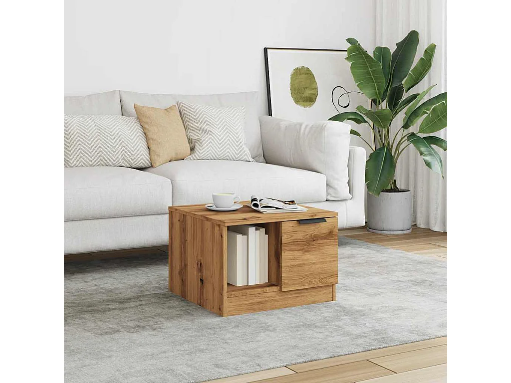 Mesa de centro feita à mão em carvalho 50x50x36 cm madeira de engenharia