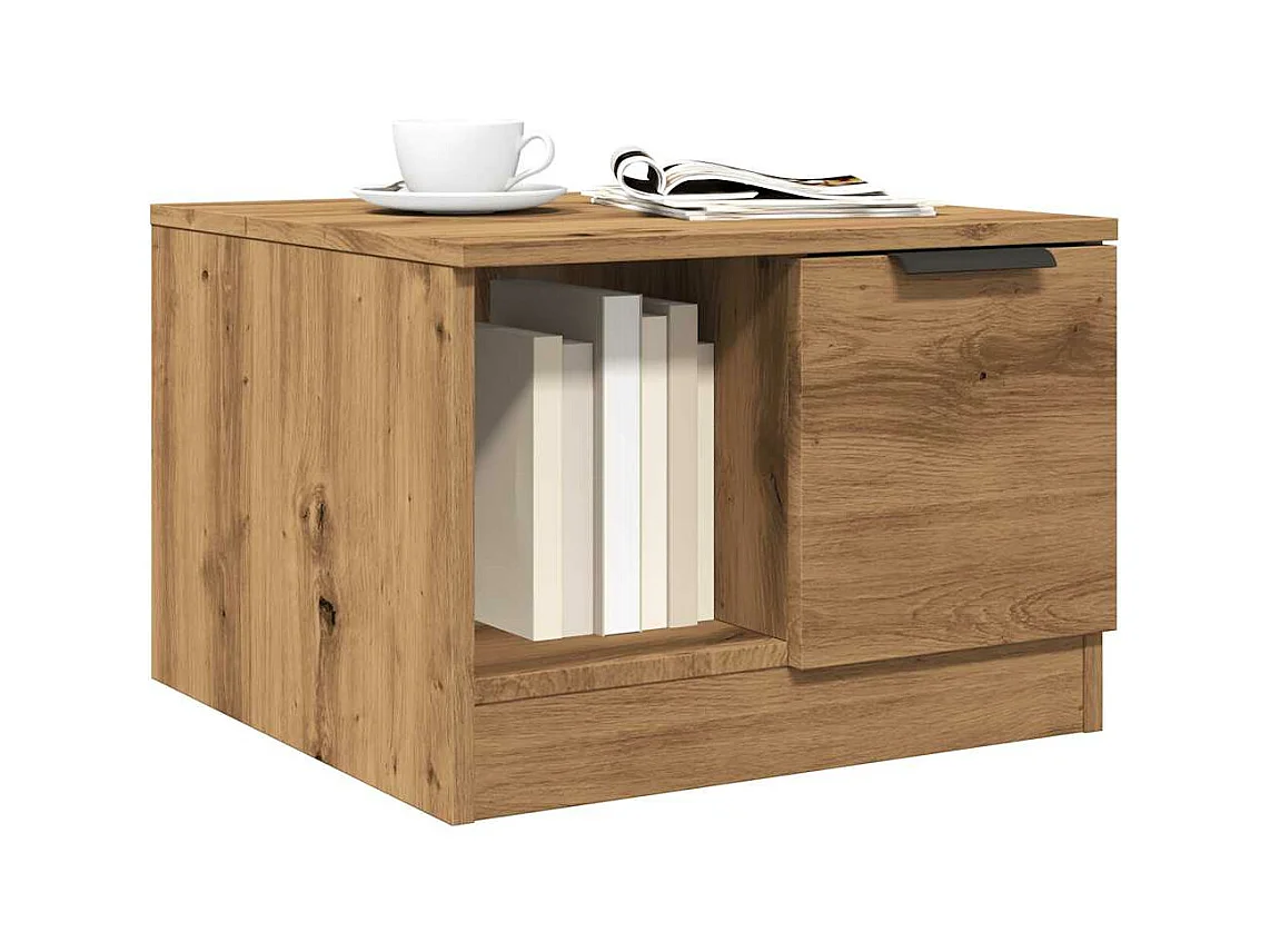 Table basse chêne artisanal 50x50x36 cm bois d'ingénierie
