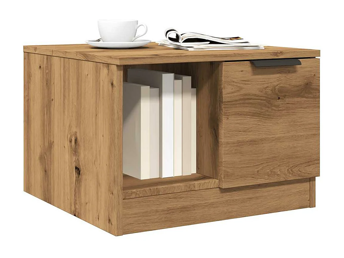 Table basse chêne artisanal 50x50x36 cm bois d'ingénierie