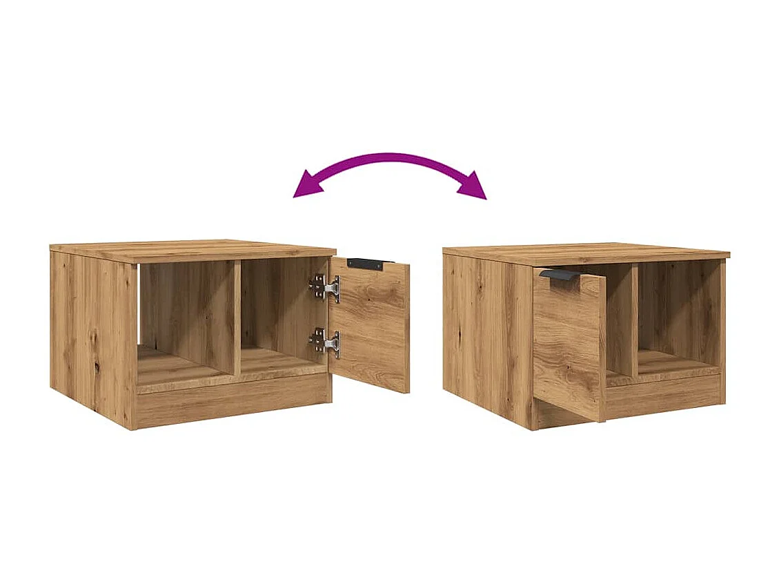 Table basse chêne artisanal 50x50x36 cm bois d'ingénierie