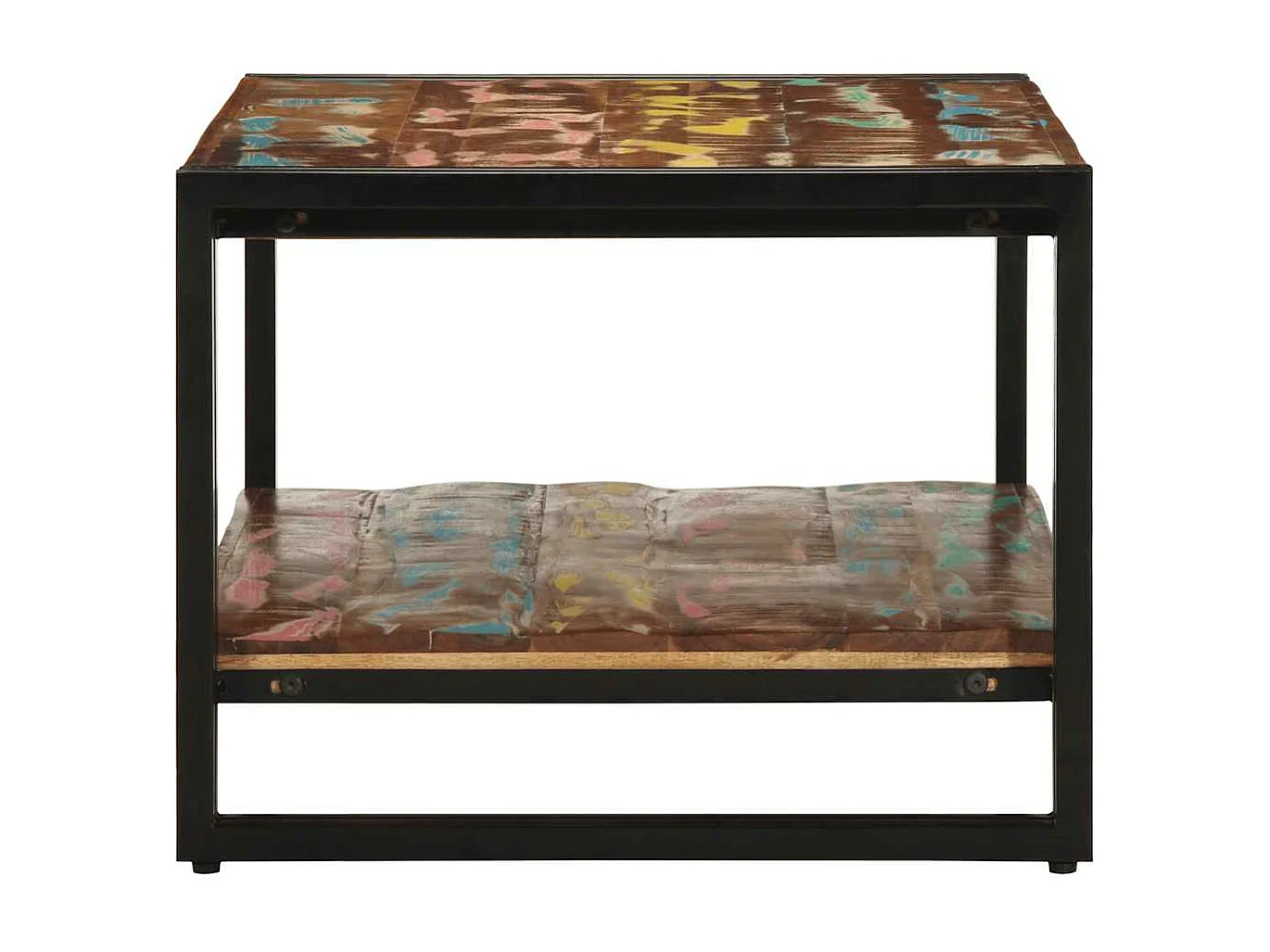 Table basse multicolore 90x50x38 cm bois de récupération massif